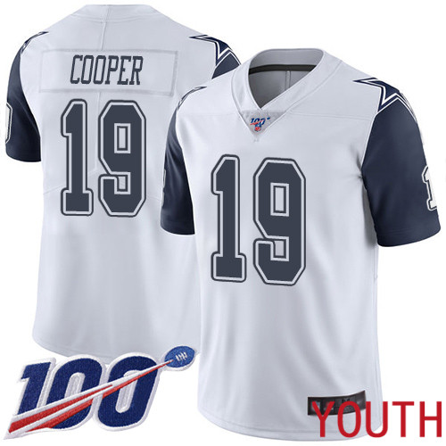 Youth Dallas Cowboys Limited White Amari Cooper #19 100th Season Rush Vapor Untouchable NFL Jersey